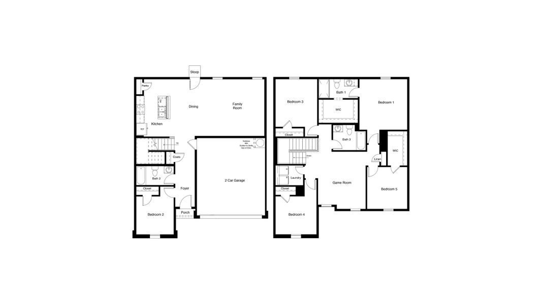 2D floor plan layout for the Dawson by D.R. Horton in Lonestar at Liberty Trails, Justin, TX (Image 3).