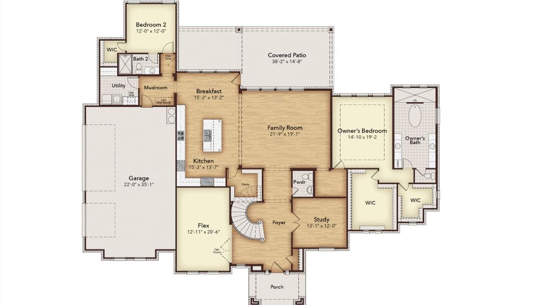 2D floor plan layout for the Hancock by Kindred Homes in Discovery Lakes, Rockwall, TX (Image 4). 2D floor plan layout for the Hancock by Kindred Homes in Discovery Lakes, Rockwall, TX (Image 4).