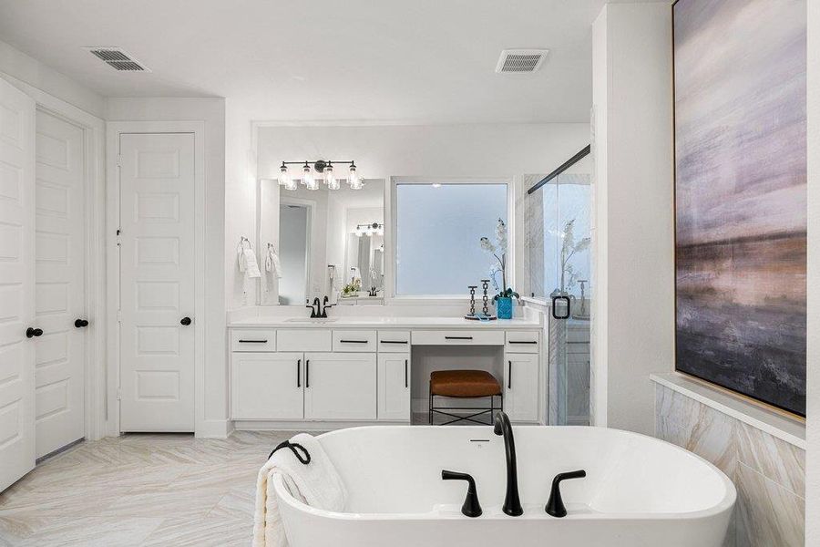 Furnished interior view inside a new home in Sweetwater - 60', Austin (Image 9).