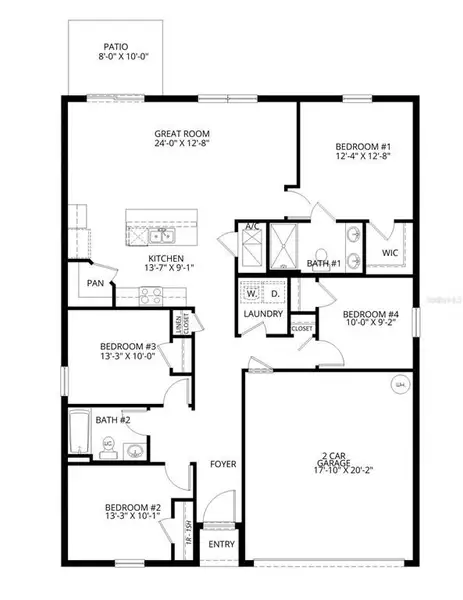 2D floor plan layout of this home in Holloway Landing, Plant City, FL (Image 4).