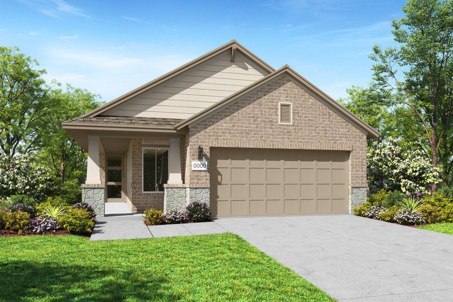 Representative exterior photo of a completed home built from the Arbor by Tri Pointe Homes in Terrace Collection At Turner's Crossing, Buda, TX (Image 18).