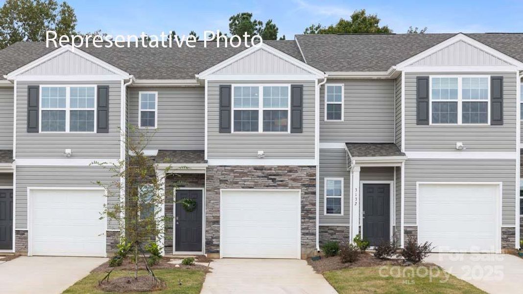 Front exterior of a new home in Clark Creek Landing, Lincolnton, NC, highlighting curb appeal (Image 1).