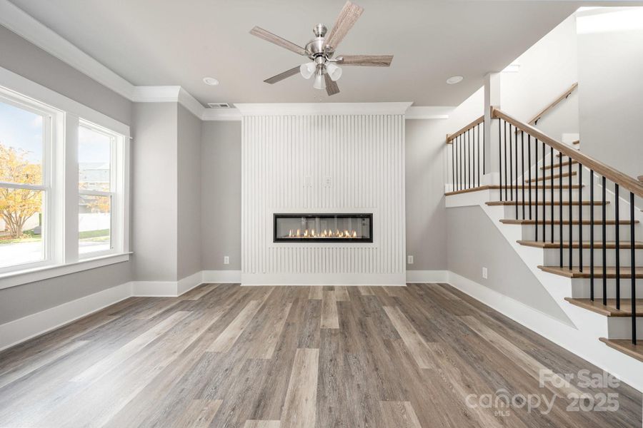 Living room with electric fireplace