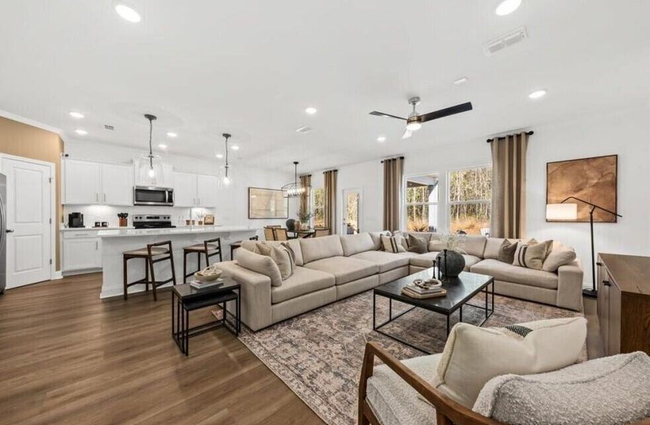 Furnished interior view inside a new home in Cedar Glen Preserve, Huger (Image 13). Furnished interior view inside a new home in Cedar Glen Preserve, Huger (Image 13).