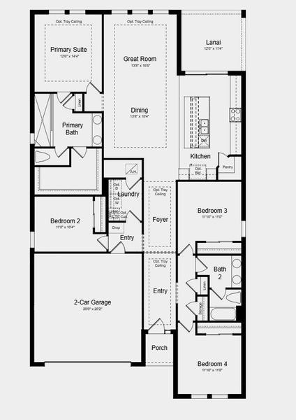 2D floor plan layout for the Carlsbad by Taylor Morrison in Windward Preserve, Cocoa, FL (Image 3).