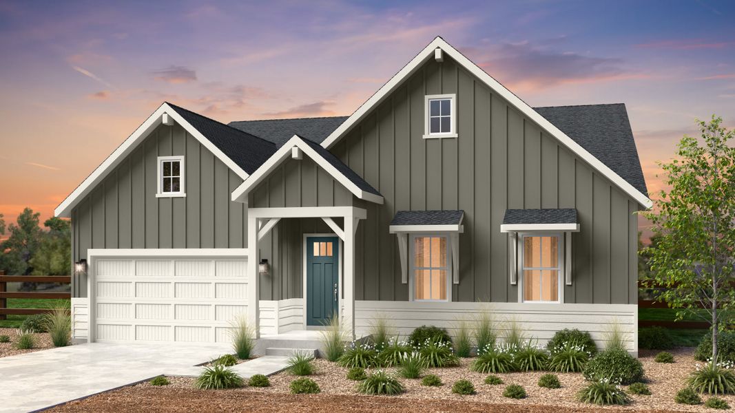 Front exterior of a new home in Macanta, Castle Rock, CO, highlighting curb appeal (Image 1). Front exterior of a new home in Macanta, Castle Rock, CO, highlighting curb appeal (Image 1).