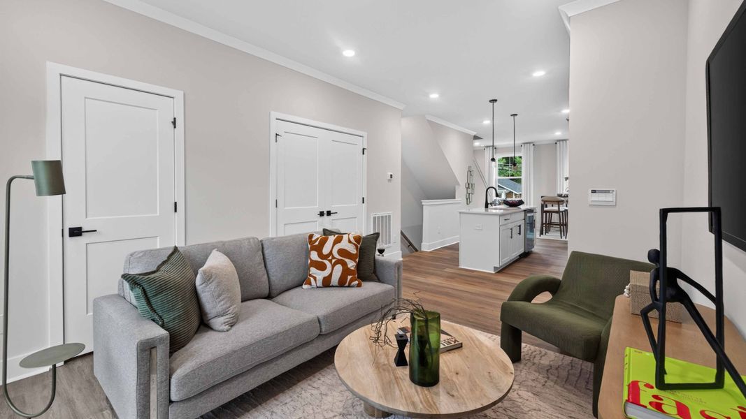 Furnished interior view inside a new home in Kingman Townhomes, Charlotte (Image 5). Furnished interior view inside a new home in Kingman Townhomes, Charlotte (Image 5).