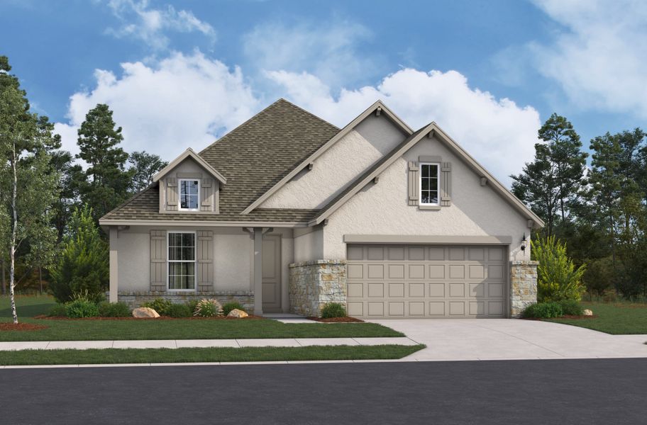 Representative exterior photo of a completed home built from the Comal by Beazer Homes in Westridge, San Antonio, TX (Image 2). Representative exterior photo of a completed home built from the Comal by Beazer Homes in Westridge, San Antonio, TX (Image 2).