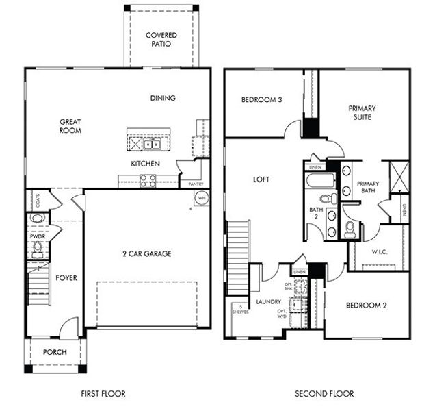 2D floor plan layout for the Jamay by Meritage Homes in Las Patrias at Star Valley II, Tucson, AZ (Image 3).