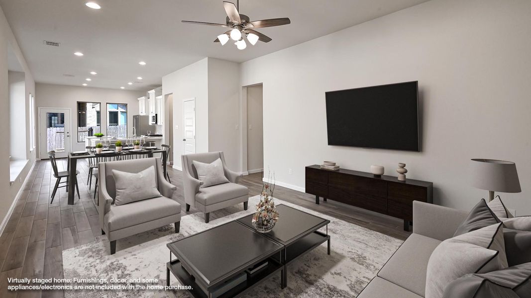 Furnished interior view inside a new home in Crosswinds 40', Kyle (Image 4).