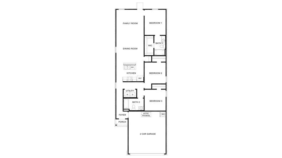 2D floor plan layout of this home in Blue Ridge Ranch, San Antonio, TX (Image 2).