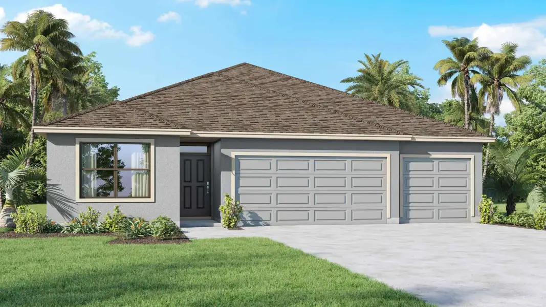 Front exterior of a new home in Brookside, Ruskin, FL, highlighting curb appeal (Image 1). Front exterior of a new home in Brookside, Ruskin, FL, highlighting curb appeal (Image 1).