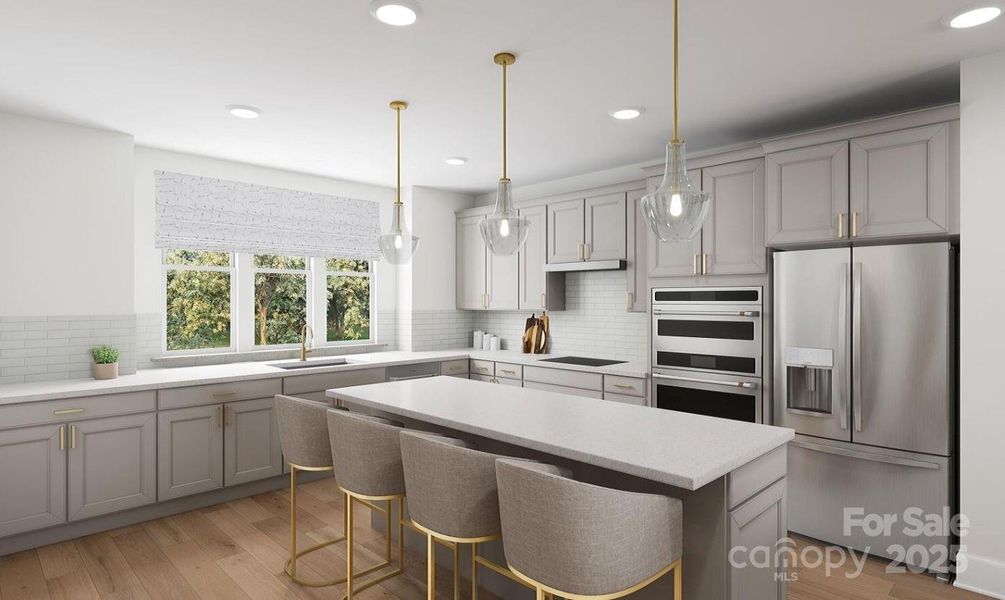 Thoughtfully Designed Kitchen with Large Windows Overlooking Sink.*Virtual Rendering | Actual Finishes and Structural Selections May Vary. Thoughtfully Designed Kitchen with Large Windows Overlooking Sink.*Virtual Rendering | Actual Finishes and Structural Selections May Vary.