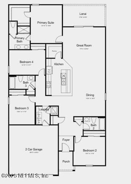 2D floor plan layout of this home in Coopers Meadow, Jacksonville, FL (Image 3). 2D floor plan layout of this home in Coopers Meadow, Jacksonville, FL (Image 3).