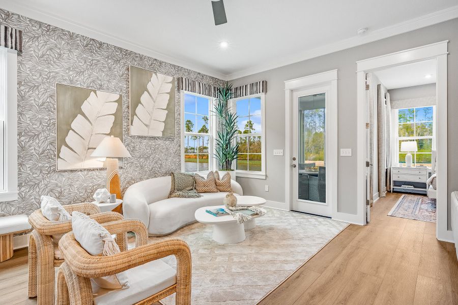 Representative furnished interior of a home built from the Anfield by Fischer Homes in The Villas at Longleaf Park, a Watersound Origins® community, Inlet Beach (Image 16).
