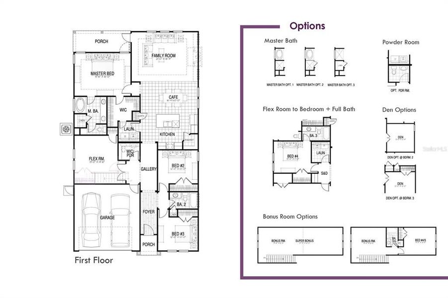2D floor plan layout of this home in Palm Coast Homes, Palm Coast, FL (Image 2).