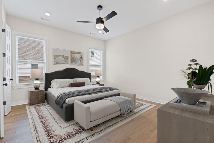 Virtual staged furnishings for example only.