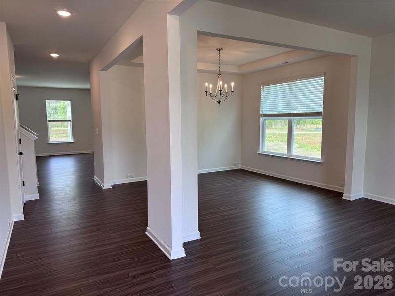 Entry, living and dining