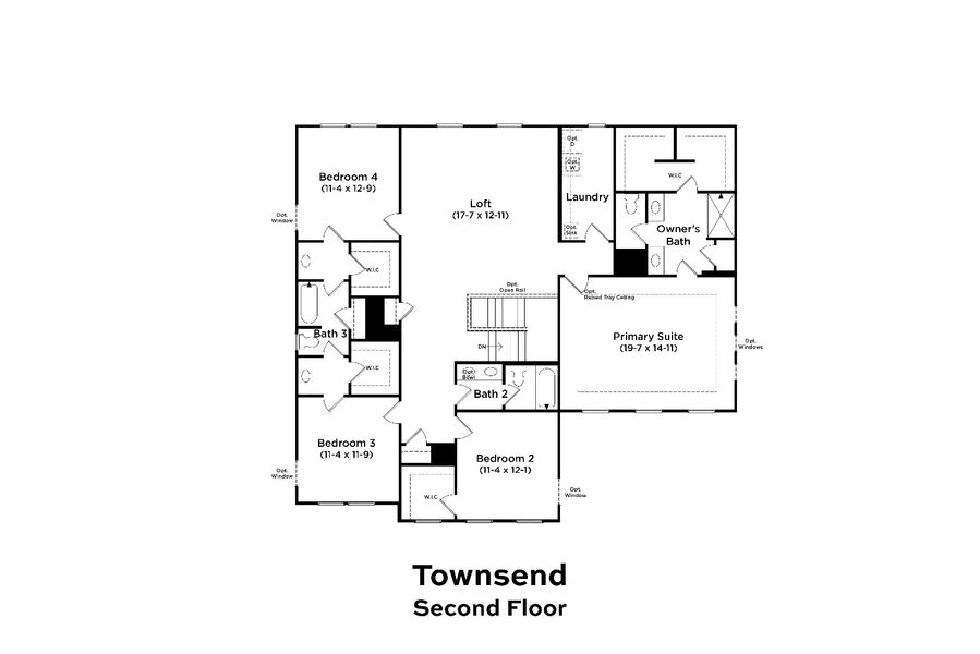 2D floor plan layout for the Townsend by DRB Homes in Reserve at Crowthorne, Zebulon, NC (Image 25).