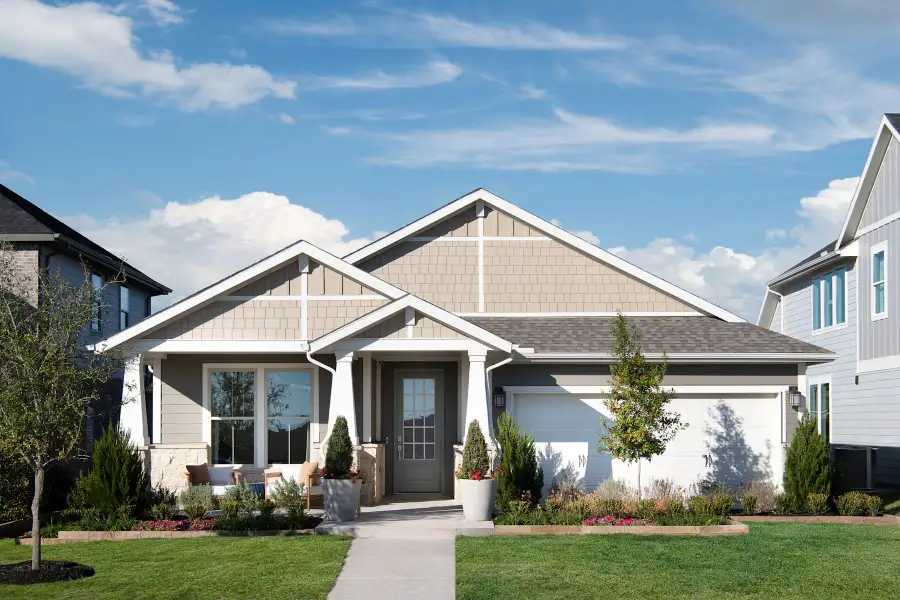 Representative exterior photo of a completed home built from the Mila by Tri Pointe Homes in The Meadows, Denton, TX (Image 1). Representative exterior photo of a completed home built from the Mila by Tri Pointe Homes in The Meadows, Denton, TX (Image 1).