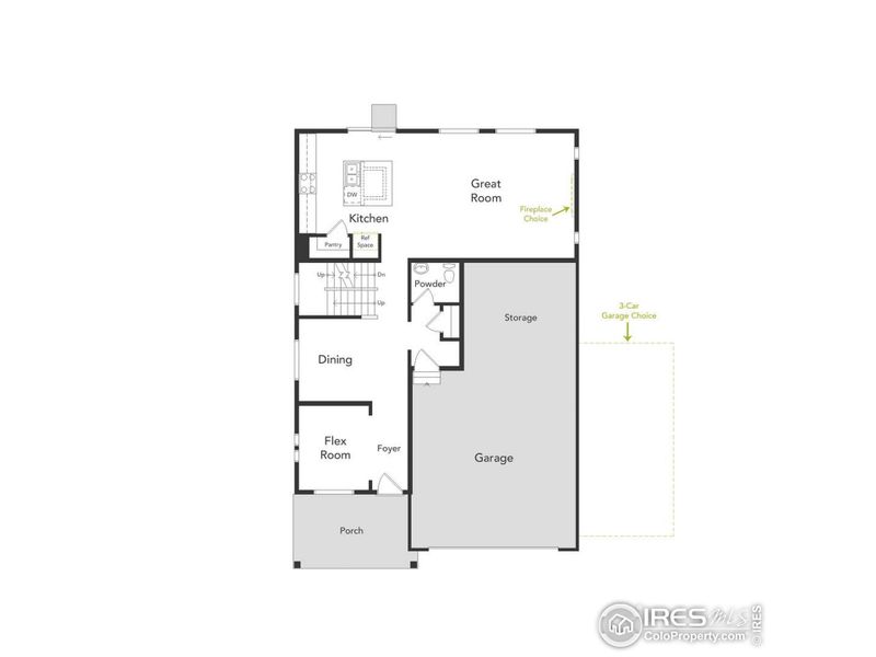 2D floor plan layout of this home in Thompson River Ranch, Johnstown, CO (Image 4).