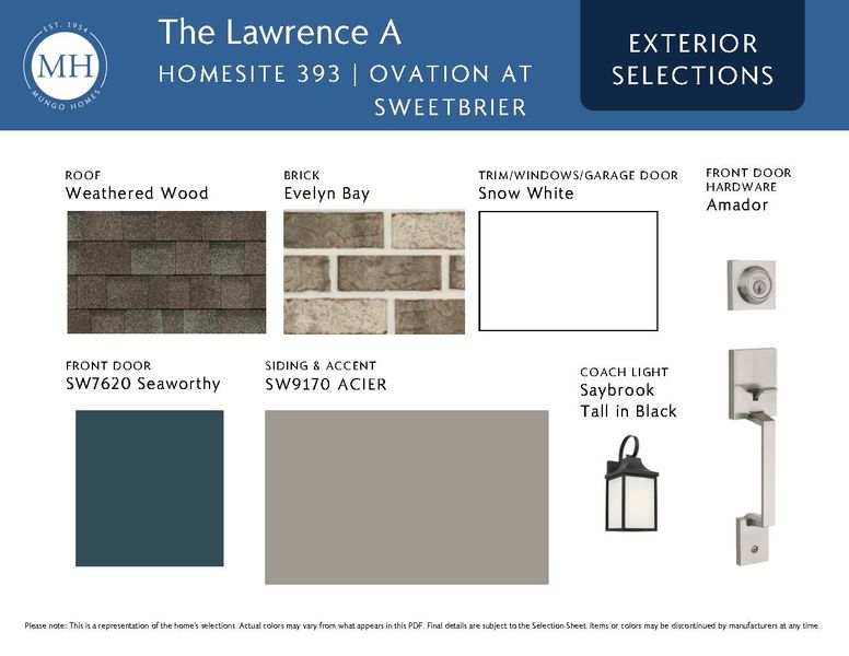 Sample of building materials used in homes in Ovation at Sweetbrier, Durham (Image 4).
