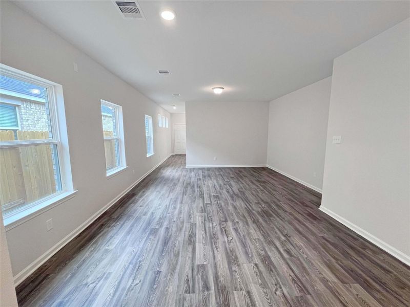 The Mockingbird II- Family Room. Home under construction. Sample floor plan photo used for illustrative purposes only. Upgrades, selections options, windows and colors may vary.