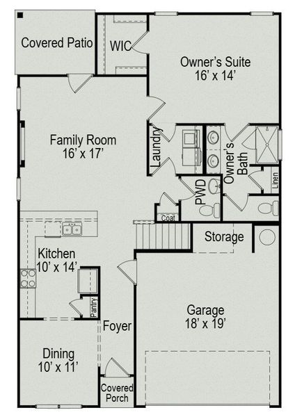 2D floor plan layout of this home in Jackson Hills, Clarksville, TN (Image 3).