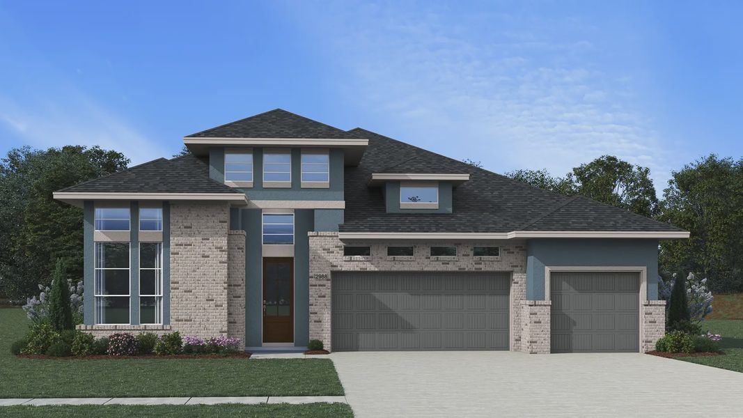 Representative exterior photo of a completed home built from the Sydney by Chesmar Homes in Westland Ranch, League City, TX (Image 23). Representative exterior photo of a completed home built from the Sydney by Chesmar Homes in Westland Ranch, League City, TX (Image 23).