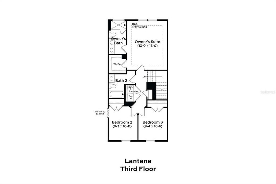 2D floor plan layout of this home in Parkview at Hamlin, Winter Garden, FL (Image 5).