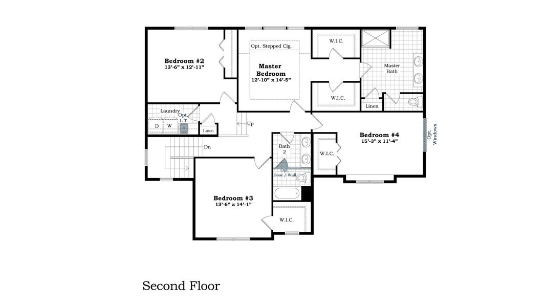 2D floor plan layout for the The Georgetown II by Norfolk Homes in Coronado Estates, Jackson, MI (Image 4).