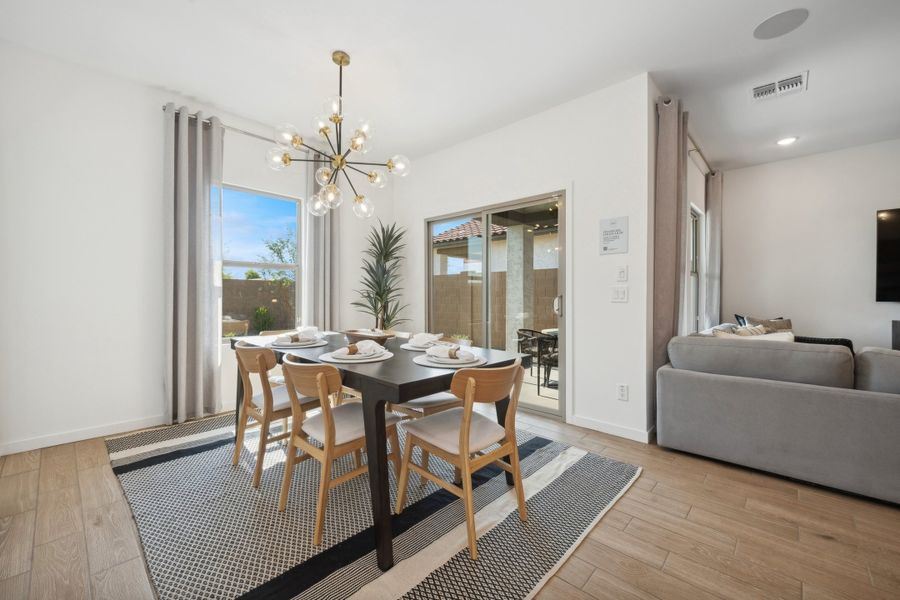 Dining area with sliding glass door