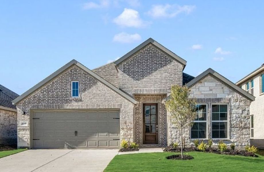 Representative exterior photo of a completed home built from the Brazos by UnionMain Homes in Brookville Estates, Forney, TX (Image 1). Representative exterior photo of a completed home built from the Brazos by UnionMain Homes in Brookville Estates, Forney, TX (Image 1).