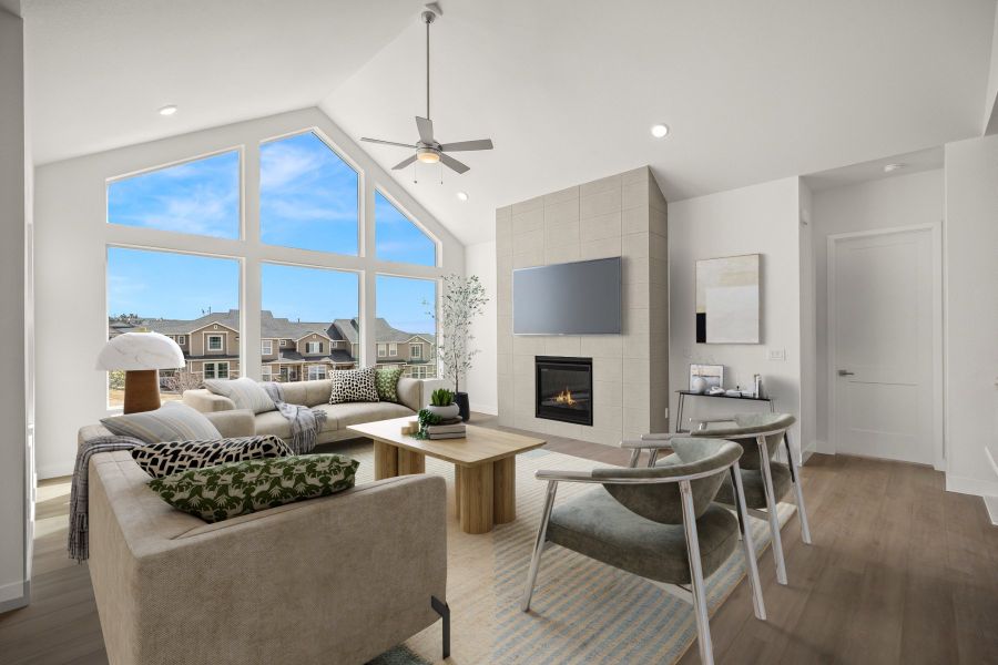 Furnished interior view inside a new home in Cloverleaf - Pinnacle Collection, Monument (Image 7).