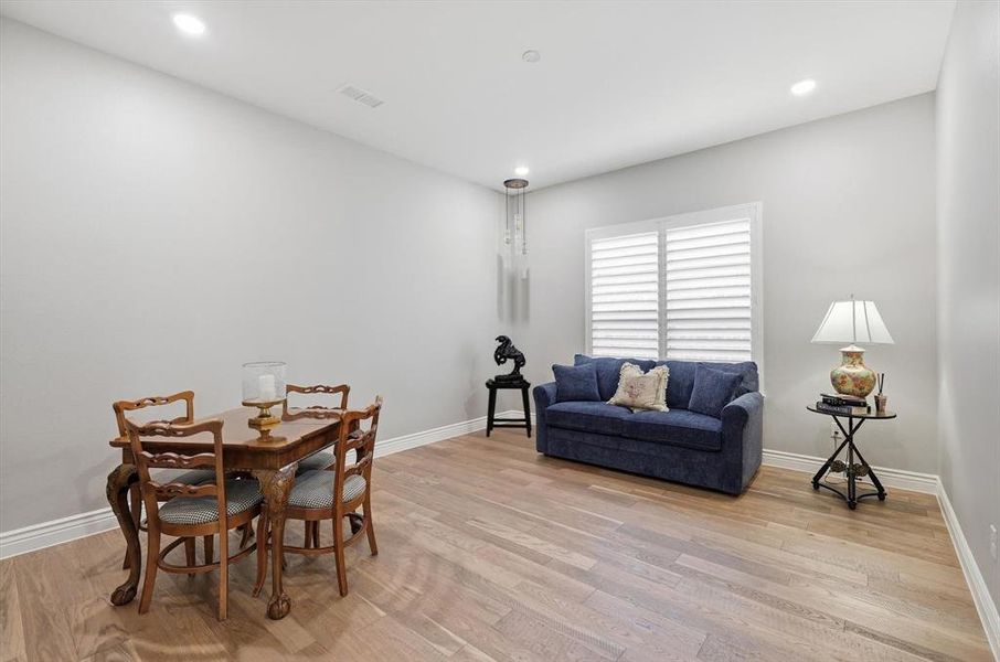 The Den/Flex Room is a Versatile Sitting Room perfect for a Media Space, Office, or Additional Lounge.