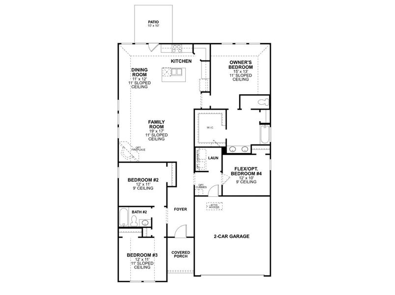 2D floor plan layout of this home in Lilybrooke at Legacy Hills, Celina, TX (Image 3). 2D floor plan layout of this home in Lilybrooke at Legacy Hills, Celina, TX (Image 3).