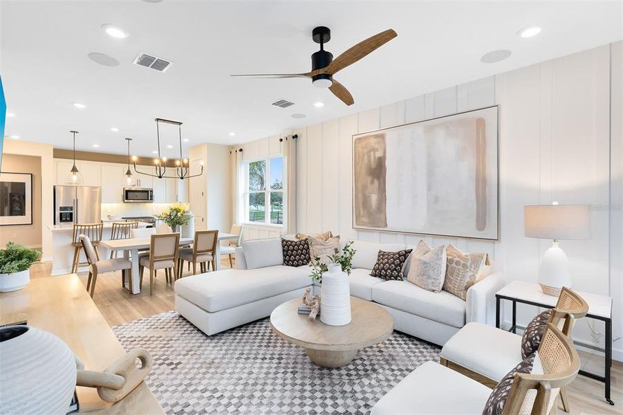 Model Home Design Only. Pictures and furnishings are for illustrative purposes only. Elevations, colors and options may vary. Furniture is for model home staging only.