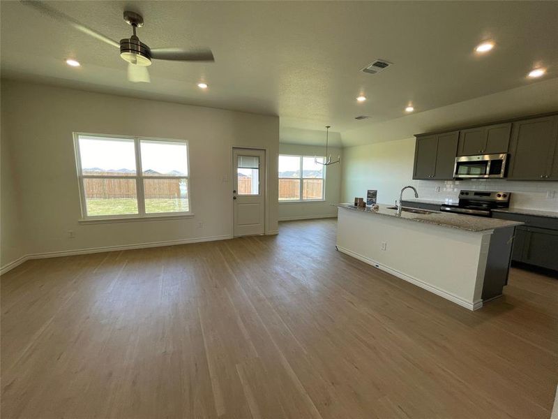 View from living room into kitchen/breakfast