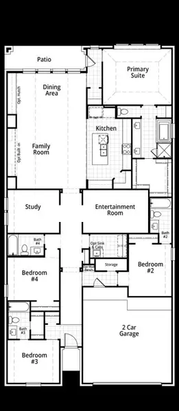2D floor plan layout for the Surrey by Highland Homes in Venado Crossing, Cibolo, TX (Image 6).