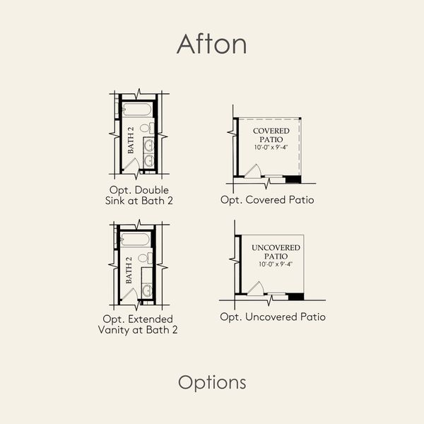 2D floor plan layout for the Afton by Pulte Homes in Saddleback at Santa Rita Ranch, Liberty Hill, TX (Image 4).