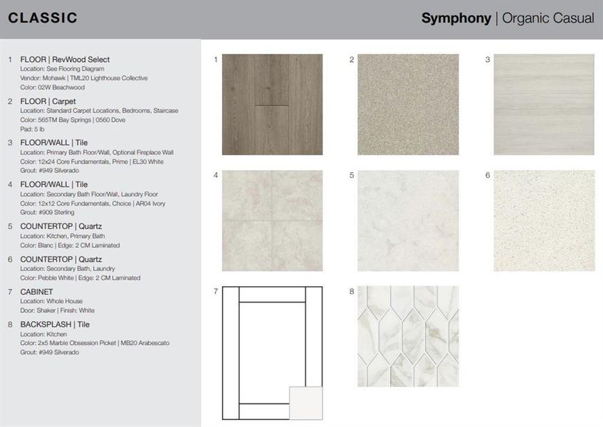 1608 Victory Terrace design selections. 1608 Victory Terrace design selections.