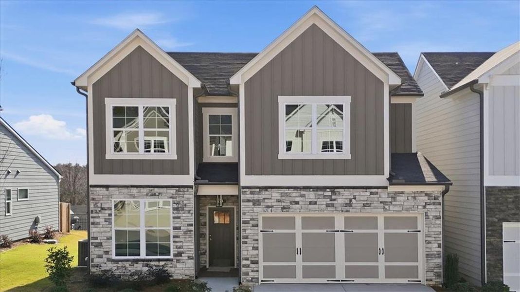Front exterior of a new home in Lakeside at Great Sky, Canton, GA, highlighting curb appeal (Image 1).