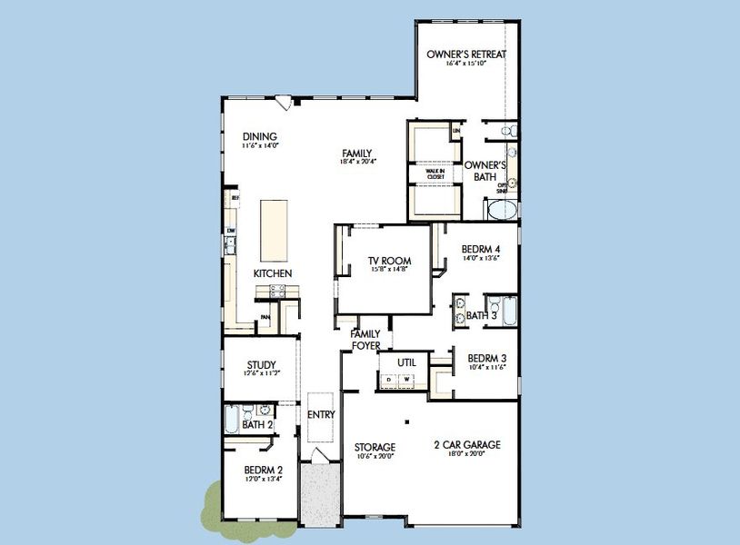 2D floor plan layout for the The Ortega by David Weekley Homes in Escondido - Overlook Collection, Magnolia, TX (Image 5).