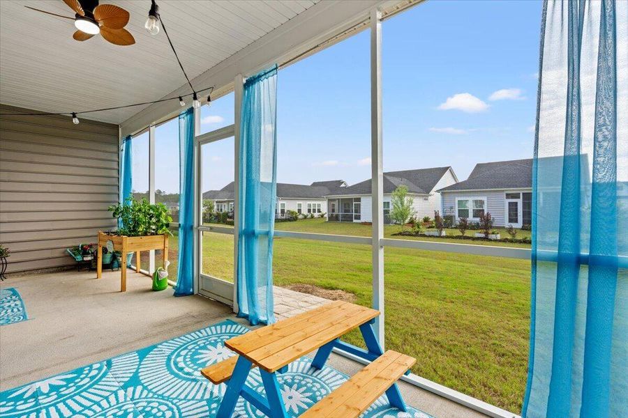 Exterior details and patio area of a home in Horizons at Summers Corner | 55+, Summerville (Image 31).