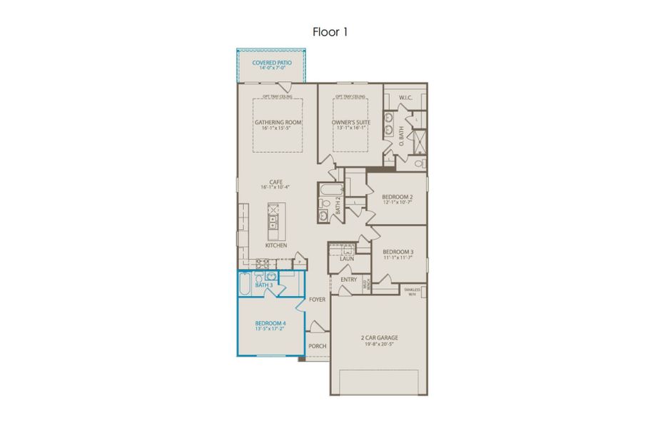 2D floor plan layout of this home in Anna Town Square, Anna, TX (Image 2). 2D floor plan layout of this home in Anna Town Square, Anna, TX (Image 2).
