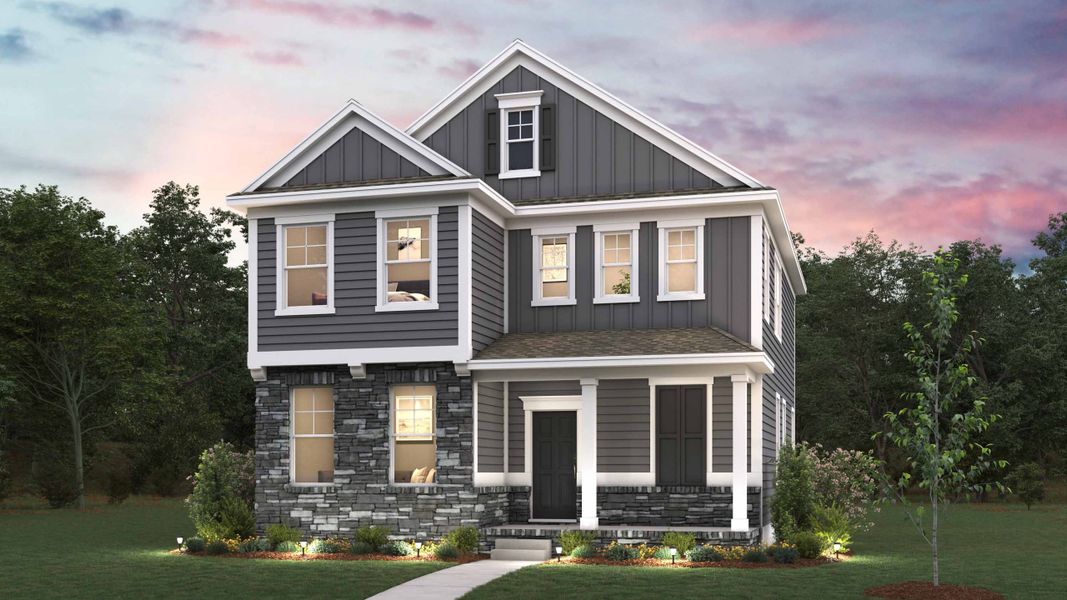 Representative exterior photo of a completed home built from the Alec by D.R. Horton in Shepherd's Farm, Mooresville, NC (Image 4).