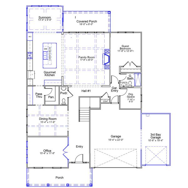 2D floor plan layout of this home in Ridgecrest at Midway, Anderson, SC (Image 3).
