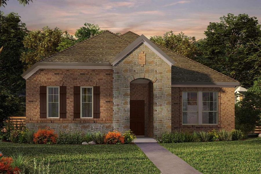 Front exterior of a new home in Elements at Viridian - Signature Series, Arlington, TX, highlighting curb appeal (Image 1). Front exterior of a new home in Elements at Viridian - Signature Series, Arlington, TX, highlighting curb appeal (Image 1).