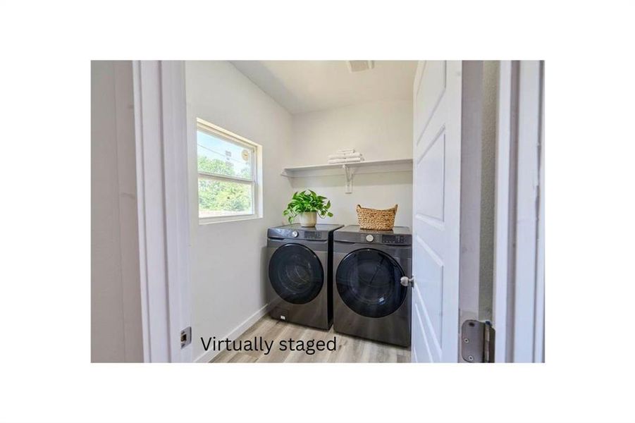 Virtually staged laundry area