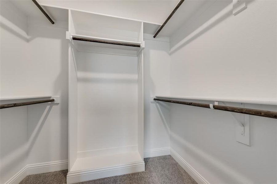 Spacious closet with carpet floors